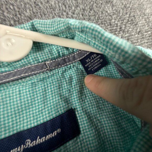 Tommy Bahama Linen Tencel Lyocell Light Green Pocket Button Up XL Short Sleeve - Picture 10 of 12